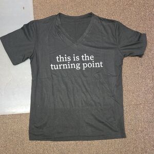 Black V-Neck T-Shirt with White Text Charlie Kirk